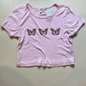 Urban Outfitters Pink Butterfly Baby Tee